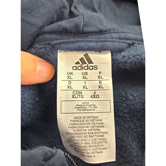 Adidas | Navy Blue 3 Stripe Zip Up Hoodie | Size XL - Picture 3 of 4